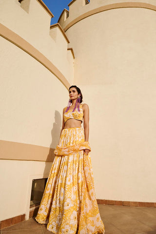 Yellow Floral Lehenga Set