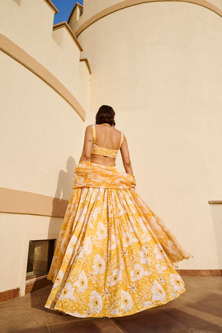 Yellow Floral Lehenga Set