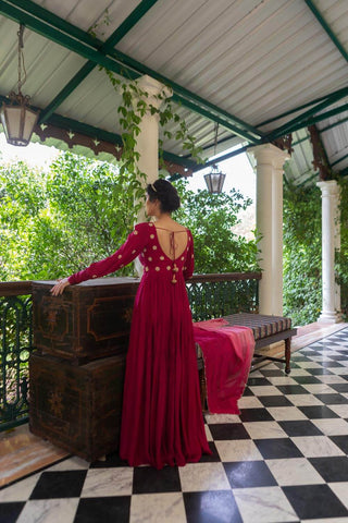 Magenta Pink Butti Anarkali