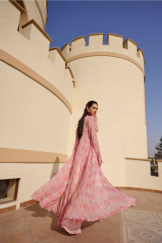 Abstract Printed Palazzo with Embroidered Blouse and Jacket