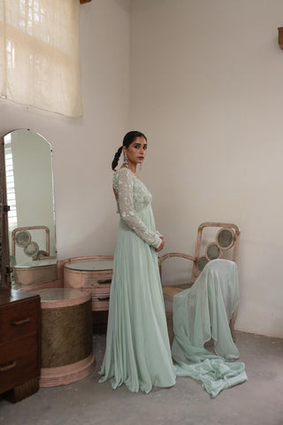 Light Mint Jaal Scallop Anarkali