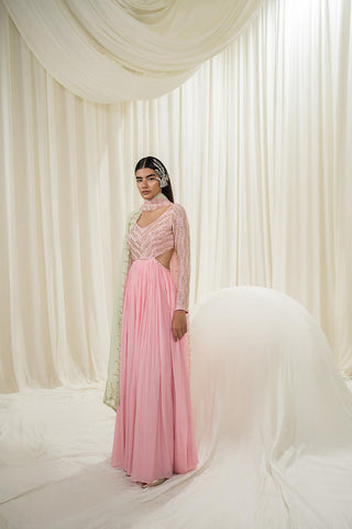 Ease model in Anarkali a perfect dress for cocktail parties or is a beautiful festive attire.