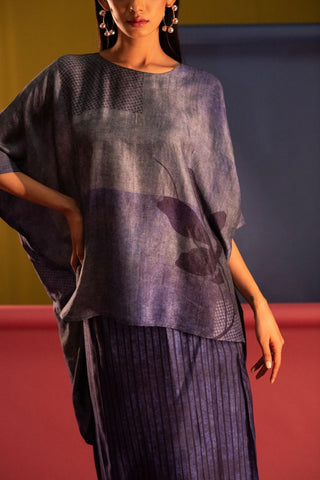 Two piece Kaftan asymmetric tunic paired with uber stylish skirt. Casual wear, resort, summer holidays, brunch, soiree, Modern ethnic tunic skirt set for women. 