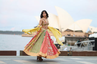 Paulmi and Harsh Lahenga Bhagti Set for Wedding Sangeet or Haldi ceremony Sydney Australia